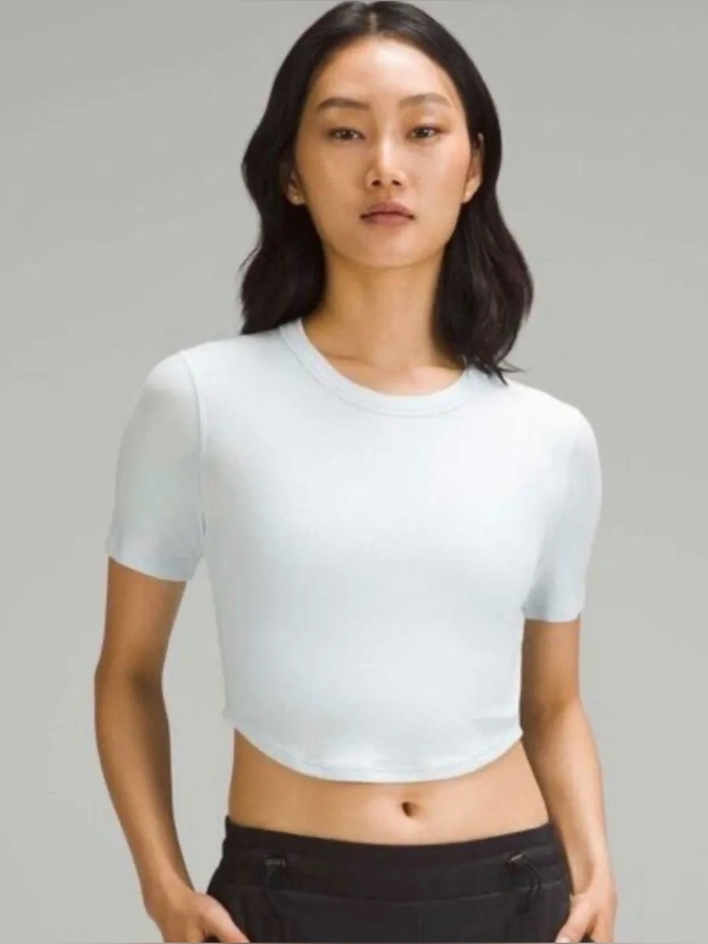 Lululemon Hold Tight Cropped T-Shirt Size 2 Ribbed Cotton Blend